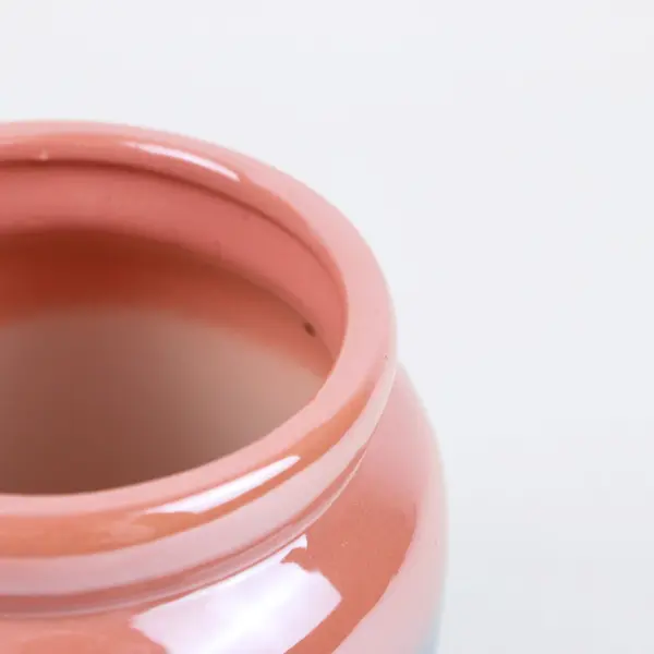 Pink Blue Ombre Glazed Ceramic Round Vase Home Decor
