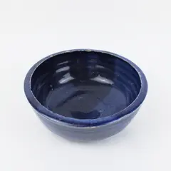 Handmade Blue Glazed Ceramic Bowl Deep Round Serving Dish