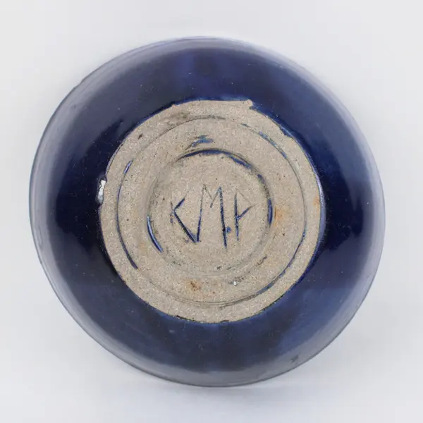 Handmade Blue Glazed Ceramic Bowl Deep Round Serving Dish