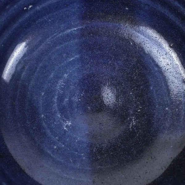 Handmade Blue Glazed Ceramic Bowl Deep Round Serving Dish