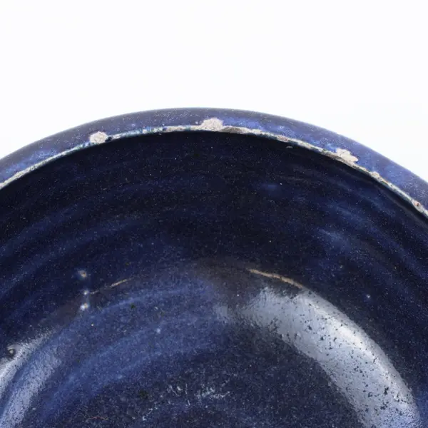 Handmade Blue Glazed Ceramic Bowl Deep Round Serving Dish