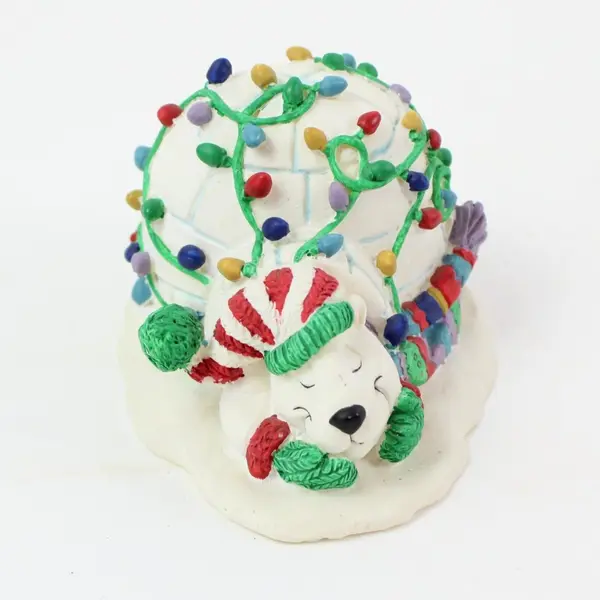 Roman Inc Ceramic Polar Bear Igloo Christmas Figurine