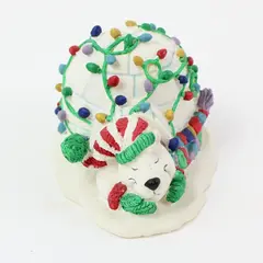 Roman Inc Ceramic Polar Bear Igloo Christmas Figurine