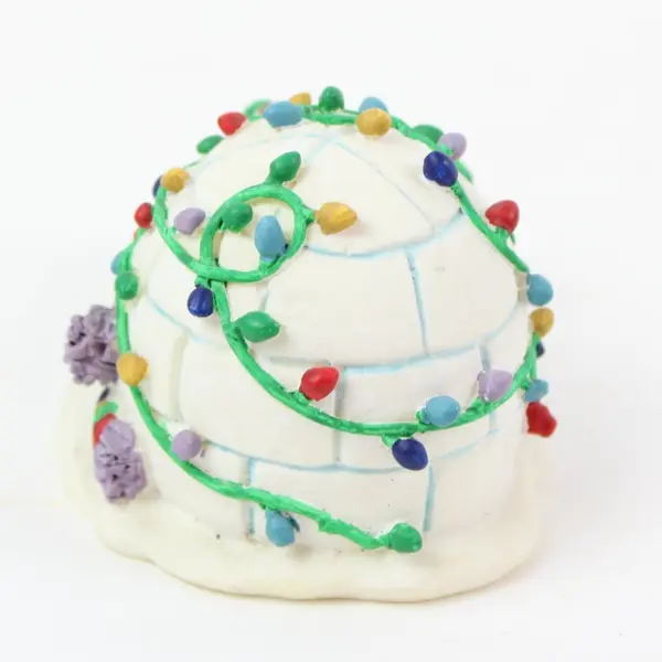 Roman Inc Ceramic Polar Bear Igloo Christmas Figurine