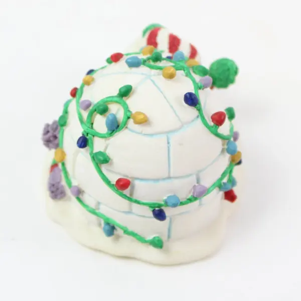 Roman Inc Ceramic Polar Bear Igloo Christmas Figurine