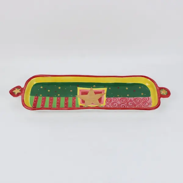 Department 56 Time to Celebrate Christmas Ceramic Rectangular Serving Tray