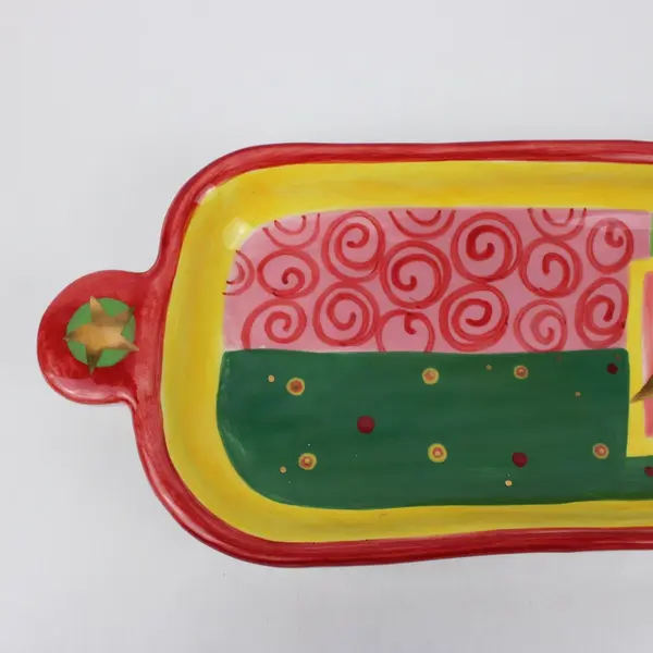 Department 56 Time to Celebrate Christmas Ceramic Rectangular Serving Tray