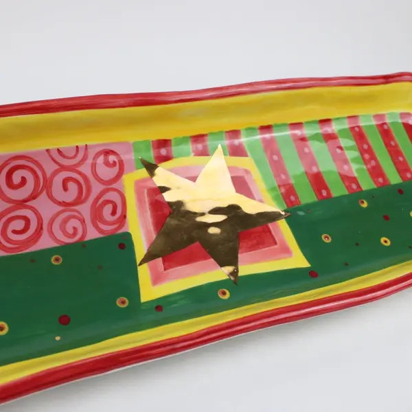 Department 56 Time to Celebrate Christmas Ceramic Rectangular Serving Tray
