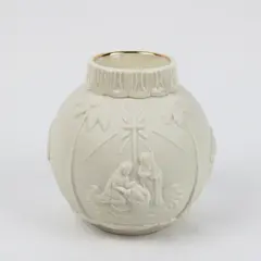 Lenox Ornamental Glow Nativity Votive Candle Holder White Glazed Gold Trim