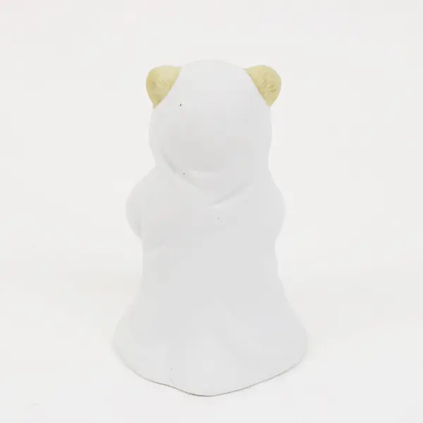 Homco Halloween Bear Ghost Figurine Holding Jack O Lantern Pumpkin