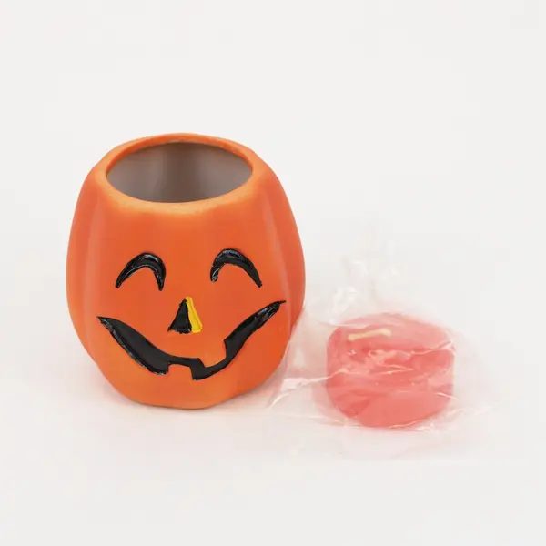 PR Halloween Jack-O'-Lantern Tealight Holder Pumpkin Tabletop Decor