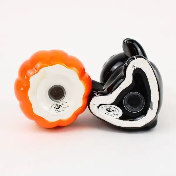 Russ Halloween Black Cat Jack-O-Lantern Salt & Pepper Shaker Set