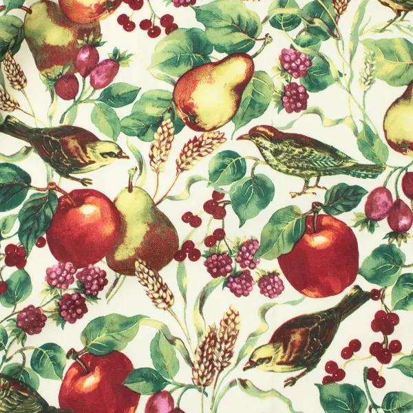 Josie Accessories 68" Round Tablecloth Multicolor Bird Fruit Pattern
