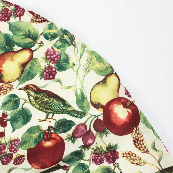 Josie Accessories 68" Round Tablecloth Multicolor Bird Fruit Pattern