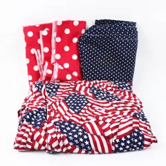 4 lb Lot Patriotic Red White Blue Scrap Fabric Table Linens Sewing Craft FLAWED