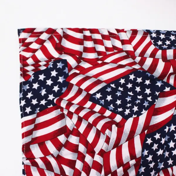 4 lb Lot Patriotic Red White Blue Scrap Fabric Table Linens Sewing Craft FLAWED