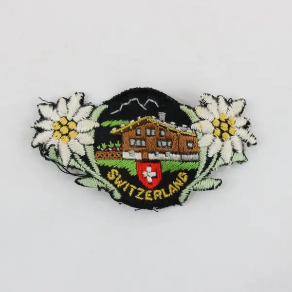 Switzerland Edelweiss Embroidered Souvenir Patch Alpine Mountain Chalet 3" Wide