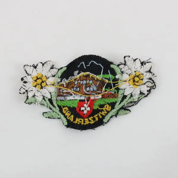 Switzerland Edelweiss Embroidered Souvenir Patch Alpine Mountain Chalet 3" Wide