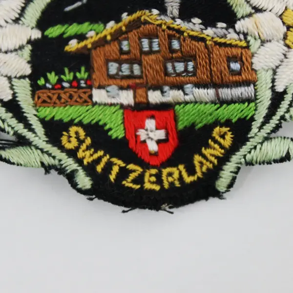 Switzerland Edelweiss Embroidered Souvenir Patch Alpine Mountain Chalet 3" Wide