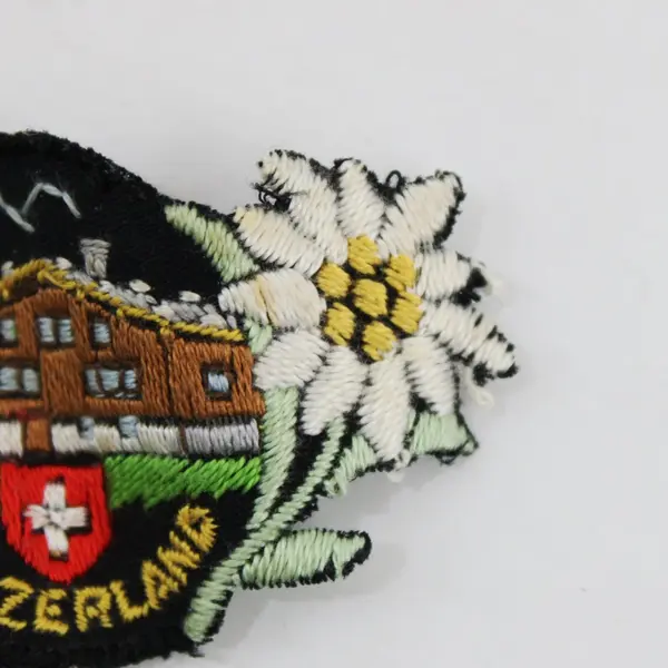 Switzerland Edelweiss Embroidered Souvenir Patch Alpine Mountain Chalet 3" Wide