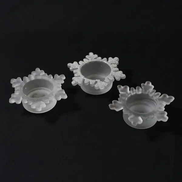 Set of 3 Frosted Glass Snowflake Tealight Candle Holders