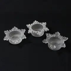 Set of 3 Frosted Glass Snowflake Tealight Candle Holders