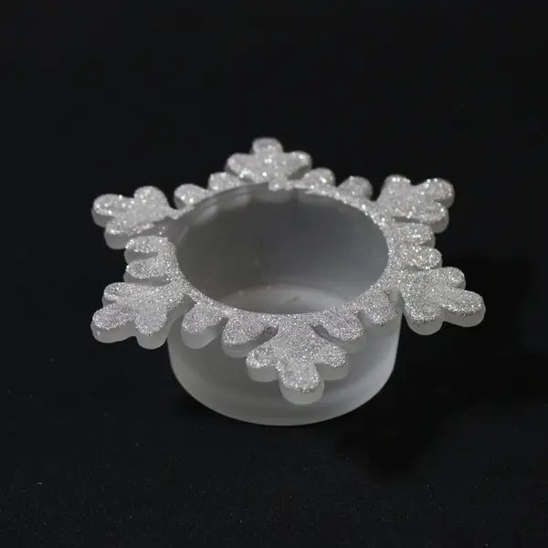 Set of 3 Frosted Glass Snowflake Tealight Candle Holders
