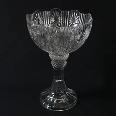 Shannon Pedestal Lead Crystal Fruit Bowl Floral Pattern Slovenia 14 Inch
