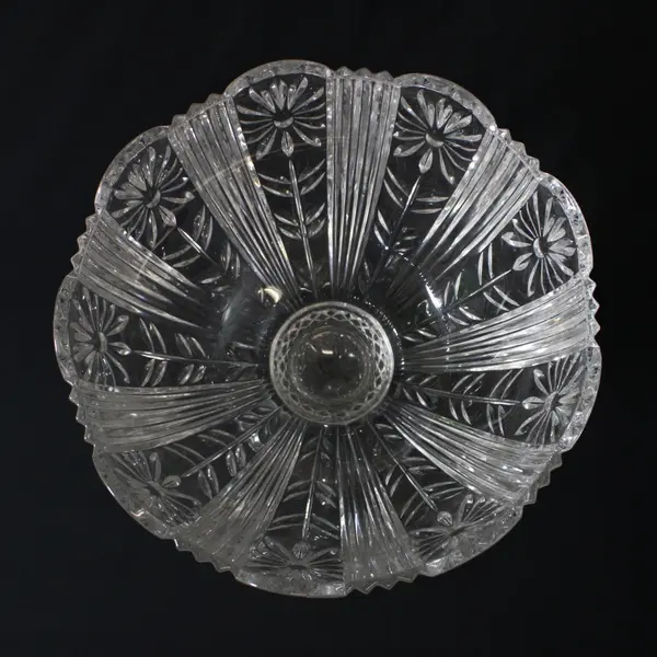 Shannon Pedestal Lead Crystal Fruit Bowl Floral Pattern Slovenia 14 Inch
