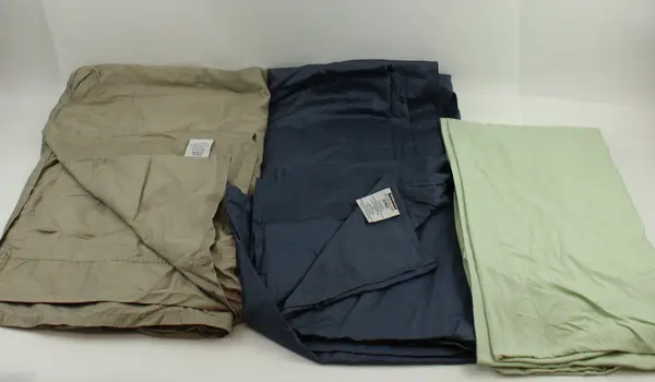 Lot of 3 Solid Color King Flat Sheets Green Blue Beige FLAWED