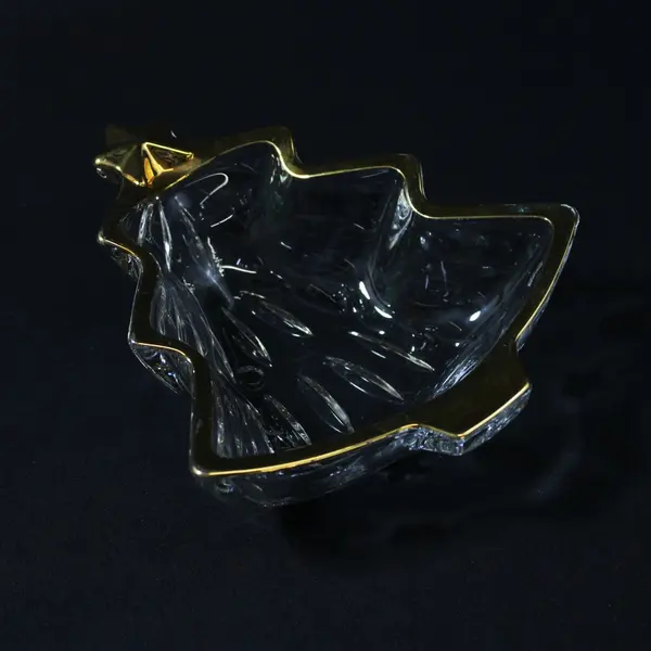 Studio Nova Yuletide Spirit Glass Christmas Tree Candy Dish Gold Trim