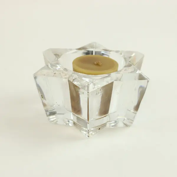 Unbranded Clear Crystal-Style Glass Faceted Star Votive Candle Holder