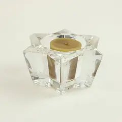 Unbranded Clear Crystal-Style Glass Faceted Star Votive Candle Holder