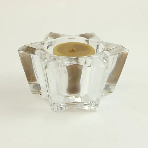 Unbranded Clear Crystal-Style Glass Faceted Star Votive Candle Holder