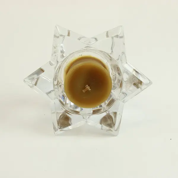 Unbranded Clear Crystal-Style Glass Faceted Star Votive Candle Holder