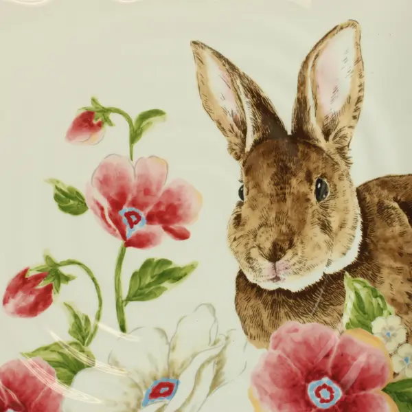 Floral Bunny Square Salad Plate Easter