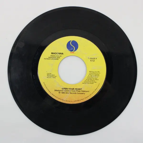Madonna Open Your Heart White Heat 7-28508 7" Vinyl 45 RPM Sire Record