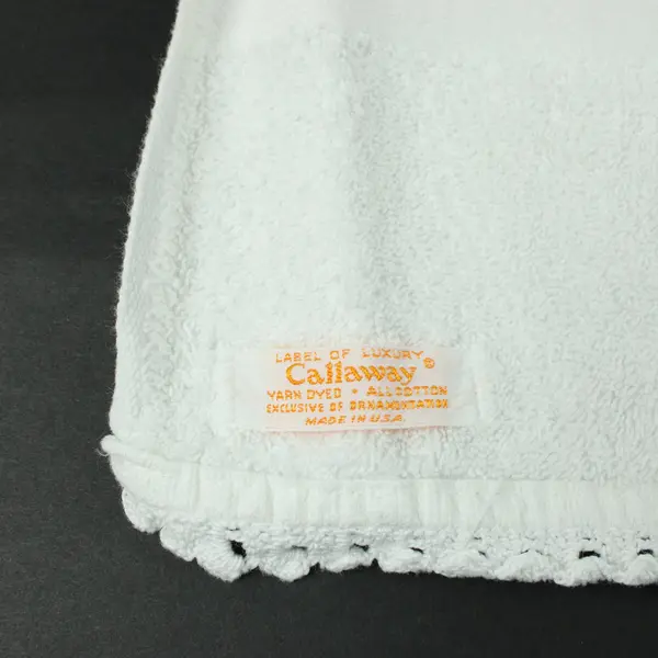 Callaway White Terry Cloth Bath Towel Openwork Border