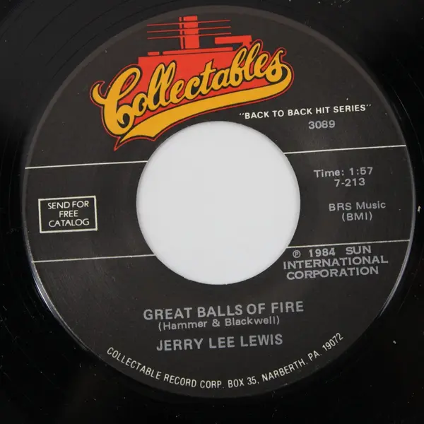 Jerry Lee Lewis Great Balls of Fire/High School Confidential 7" Single 3089
