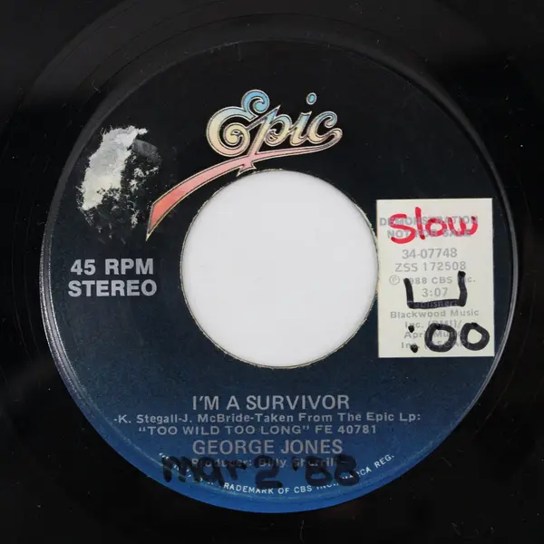 George Jones I'm a Survivor  7" Stereo Vinyl Record Epic 