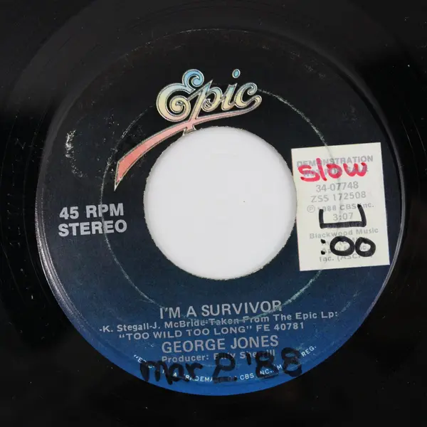 George Jones I'm a Survivor  7" Stereo Vinyl Record Epic 