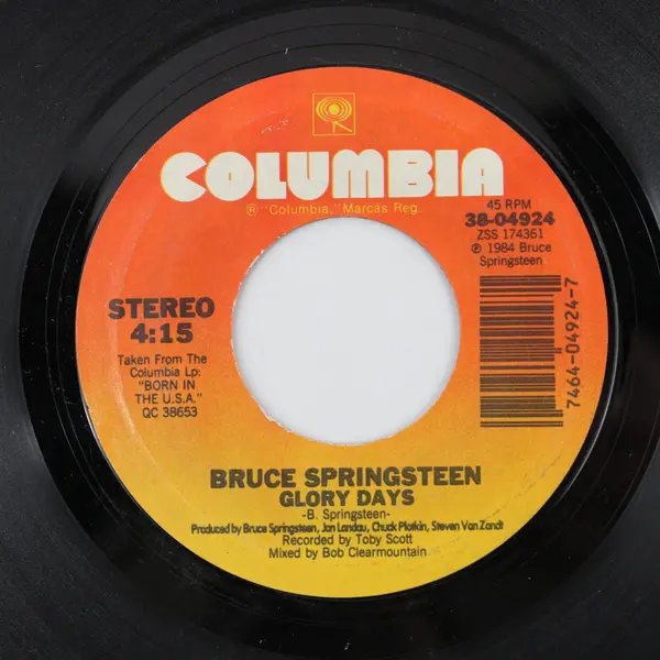 Bruce Springsteen Glory Days / Stand On It Columbia 7" Vinyl Record