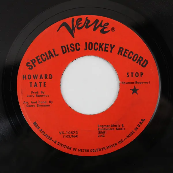 Howard Tate Shoot 'Em All Down/Stop Verve 7" Vinyl Record