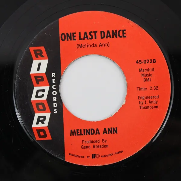 Melinda Ann Take My Hand/ One Last Dance 7" Vinyl Ripcord 45-022