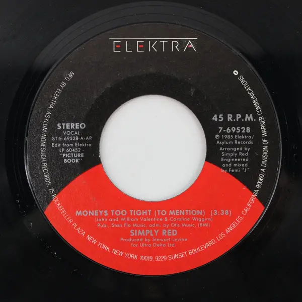 Simply Red Money's Too Tight / Picture Book (DUB) Elektra 7" Vinyl