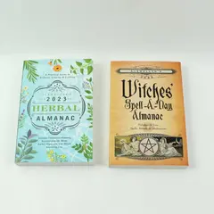 Lot of 2 Llewellyn 2022 Witches' Spell-A-Day & 2023 Herbal Almanac Books