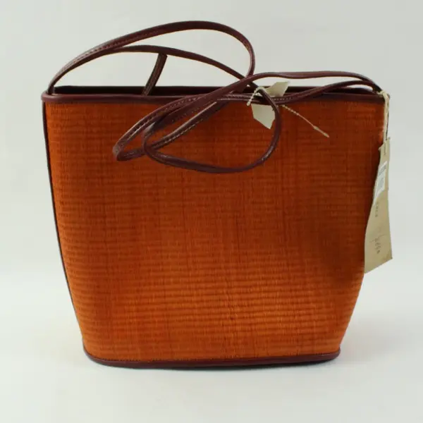 Le Sac Straw Woven Brown Structured Shoulder Bag