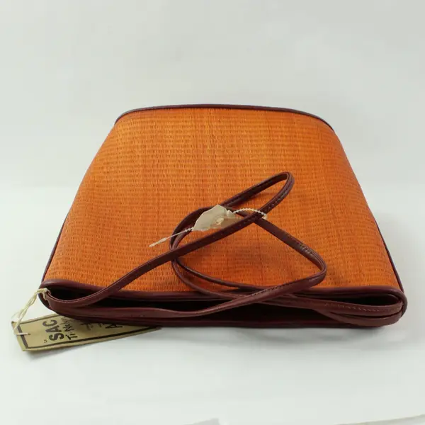 Le Sac Straw Woven Brown Structured Shoulder Bag
