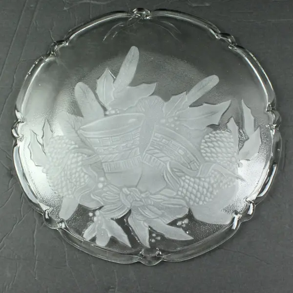 Elements 13" Satin Bells Clear Holiday Serving Platter w/ Box