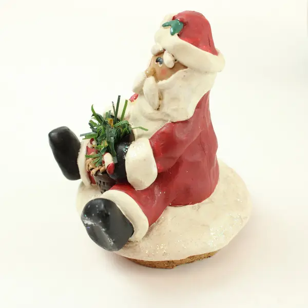 Crazy Mountain Santa Christmas Candle Holder Black Vessel 5.75in